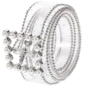 7725 1pc Transparent Waist Belt For Women Punk Style Thin With Square